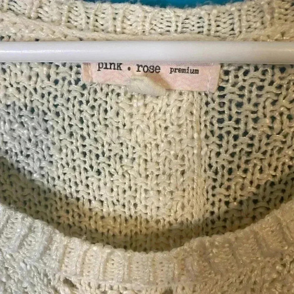 Pink Rose Cream Button Down Back Sweater - Picture 3 of 5
